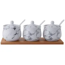 Marble Bamboo Canisters Front